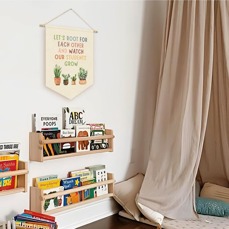 ETVISO Boho Classroom Decor, Positive Affirmations Green Wall Decor Canvas Banner, Greenery Plant Classroom Let's Root for Each Other and Watch Our Students Grow, Wall Hanging Pennant Flag Banner - Image 5